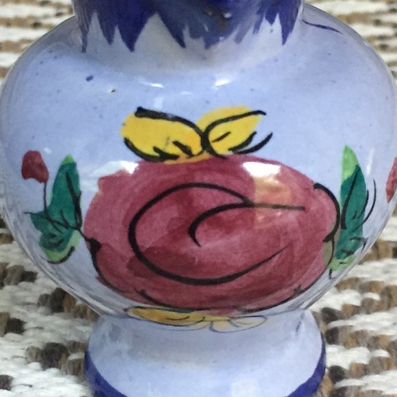 VTG Pitcher Portugal Mini Ceramic Rose Vase Floral Miniature - Picture 5 of 8